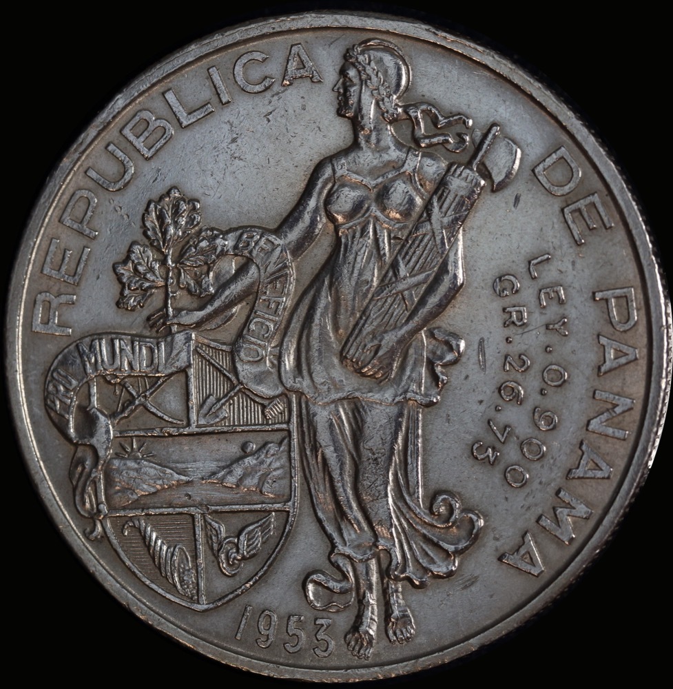 Panama 1953 Silver Balboa KM# 21 about Unc product image