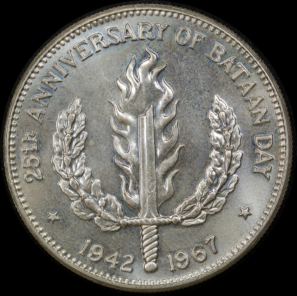 Philippines 1967 Silver 1 Peso KM# 195 Bataan Day Choice Unc  product image