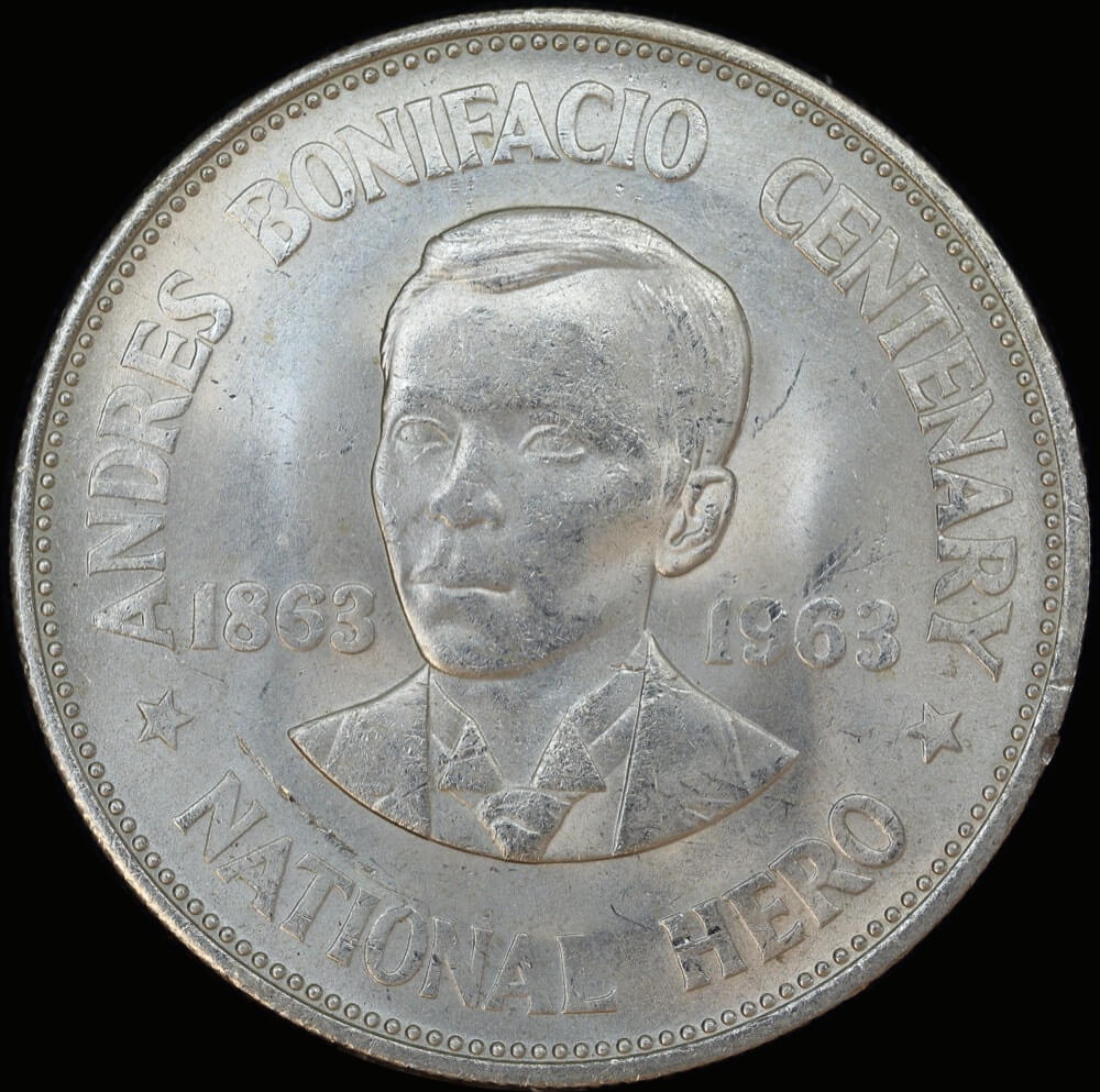 Phillippines 1963 Silver 1 Peso KM# 193 Choice Uncirculated product image