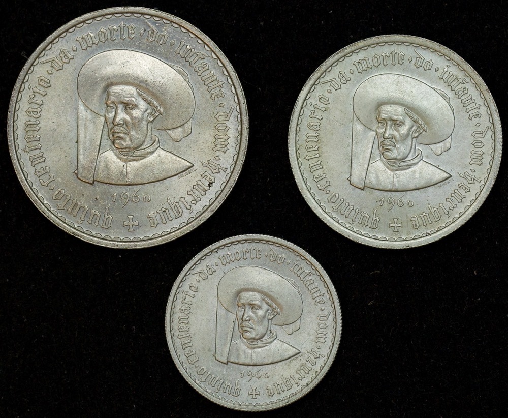 Portugal 1960 Silver 20 10 and 5 Escudos Choice Unc product image