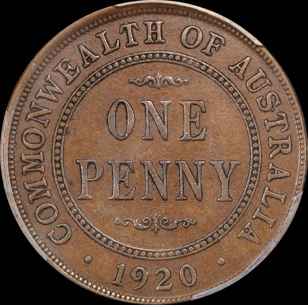 1920 Penny Dot Above Bottom Scroll English Obverse PCGS AU53 product image