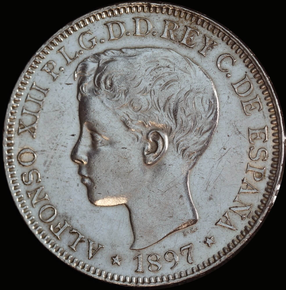 Philippines 1897 Silver 1 Peso KM# 154 about Unc product image