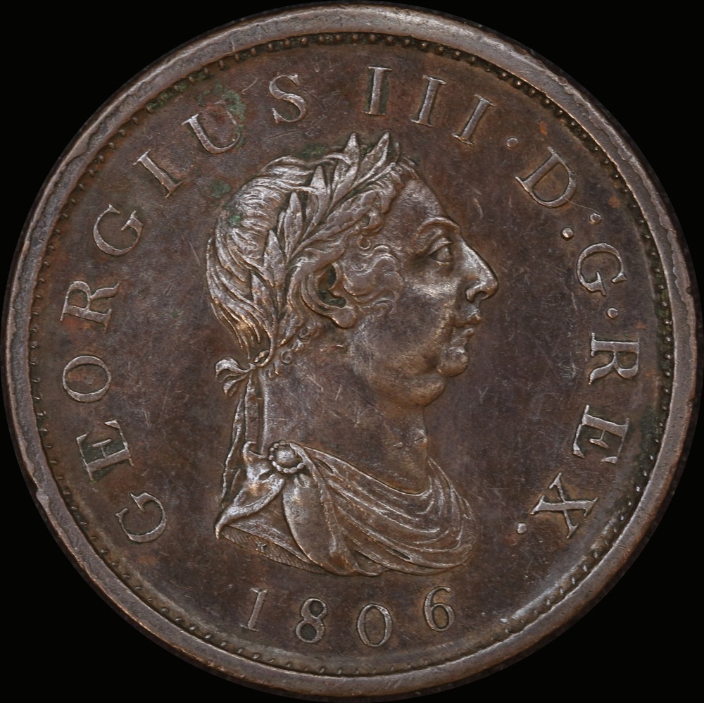 1806 Copper Penny George III S#3780 good EF product image