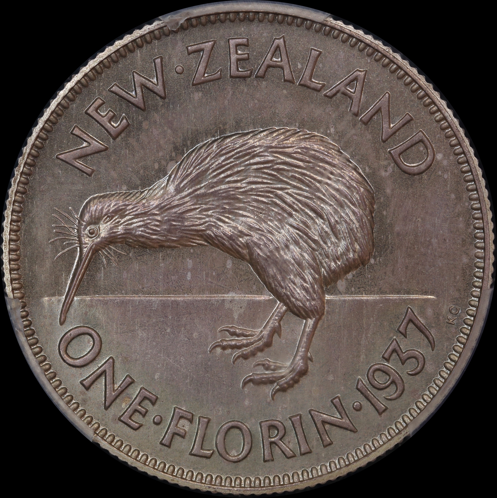 New Zealand 1937 Silver Uniface Pattern Florin KM# cf 10.1 PCGS SP65 product image