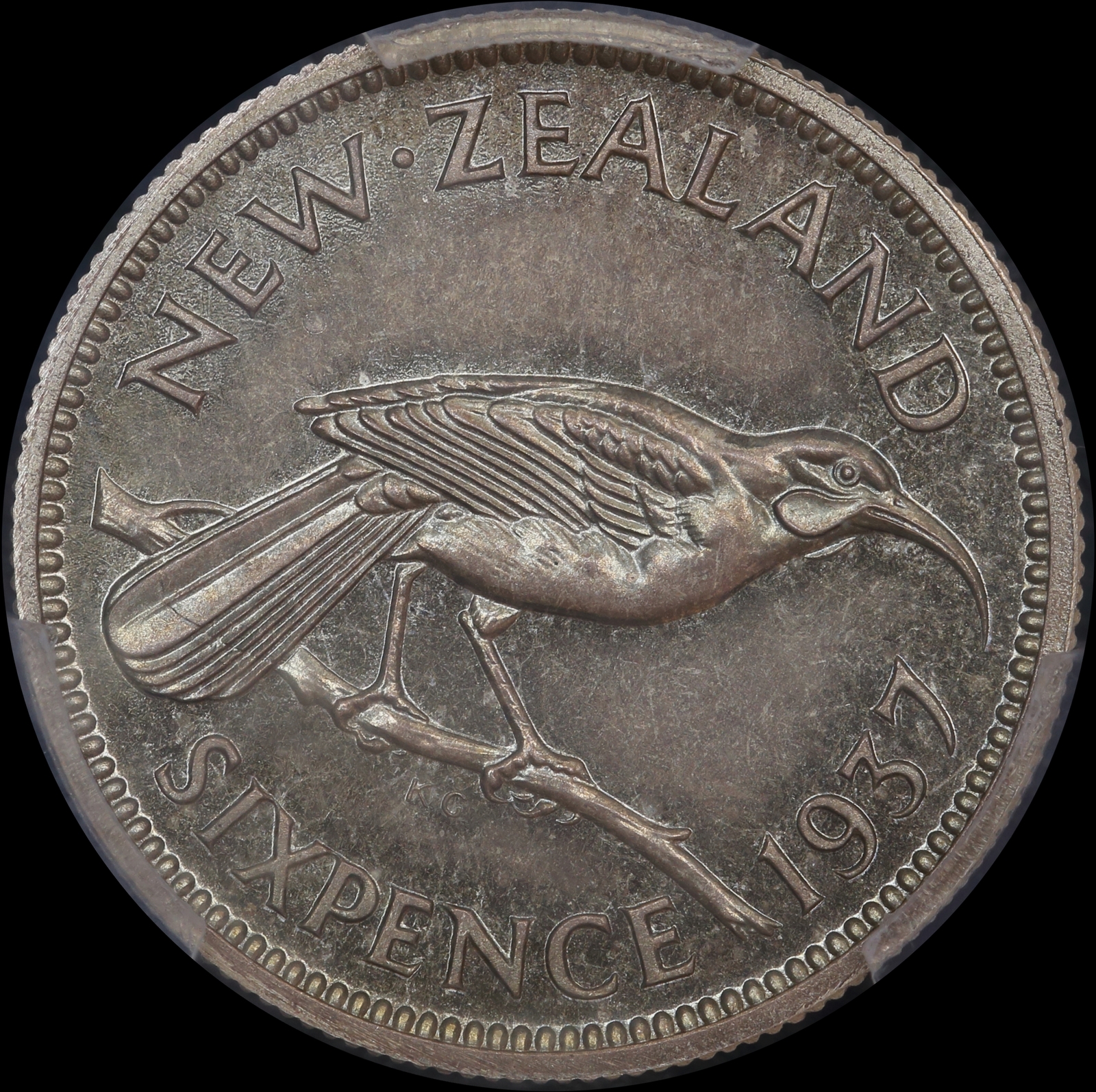 New Zealand 1937 Silver Uniface Pattern Sixpence KM# cf 8 PCGS SP65 product image