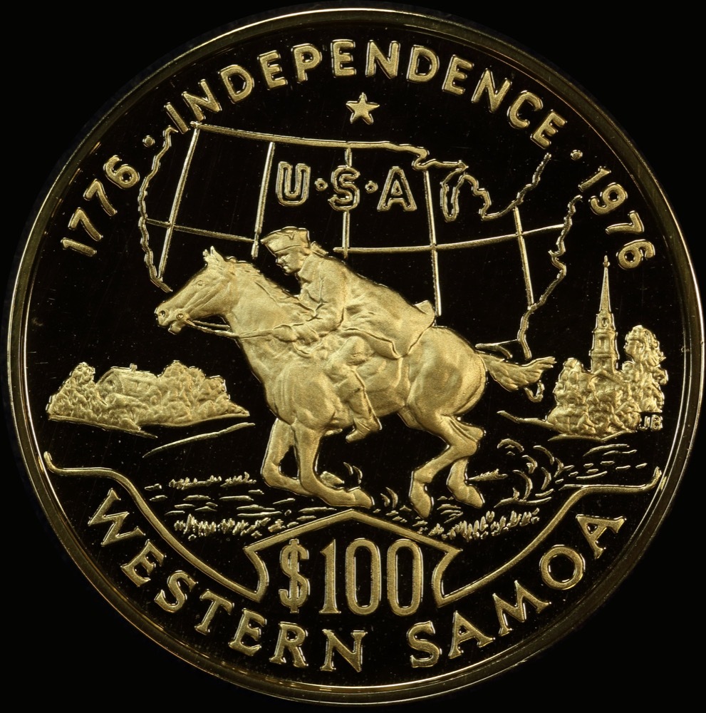 Samoa 1976 Gold 100 Tala - US Independence Commemorative KM# 21 FDC product image