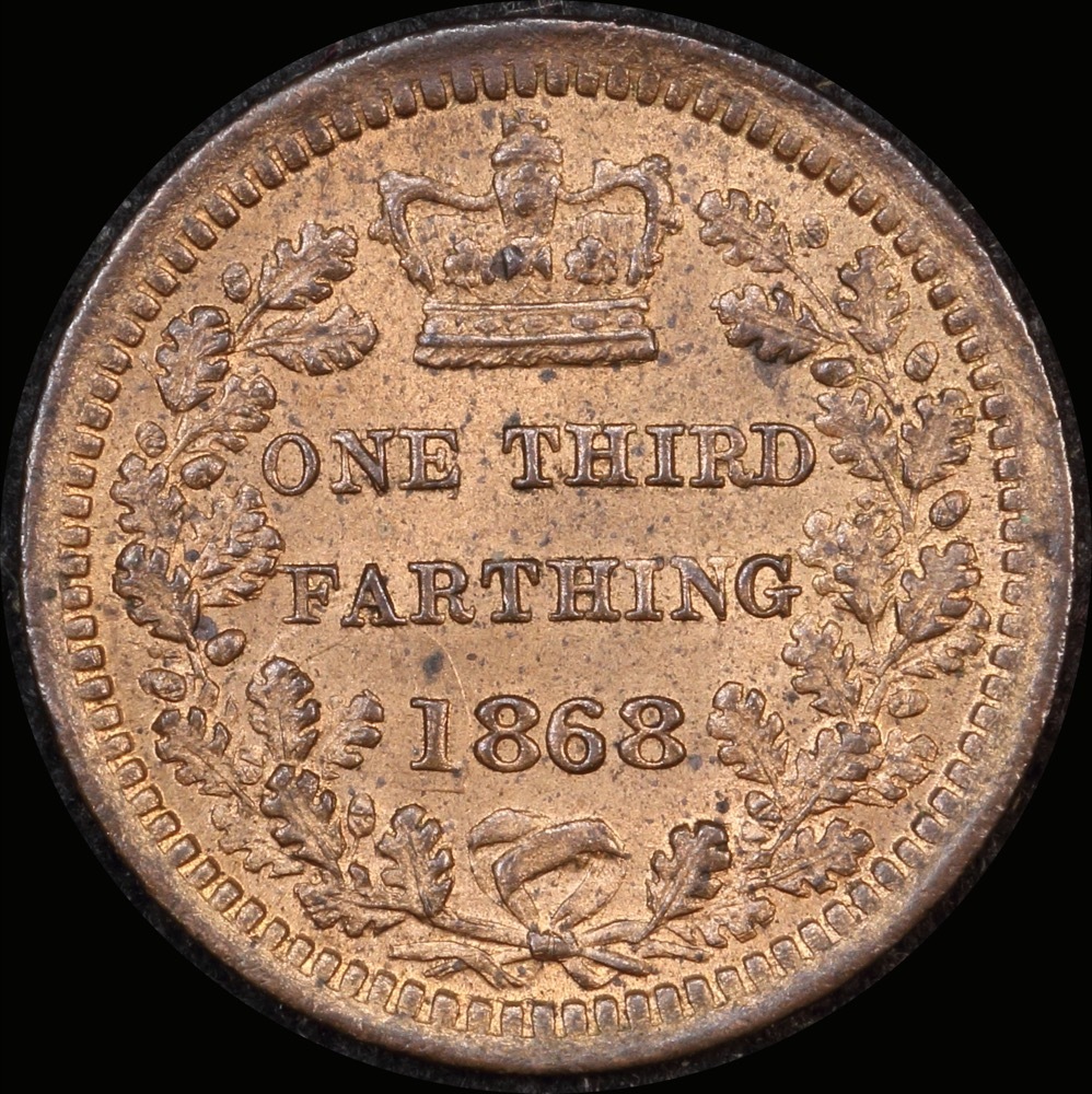 1868 Copper 1/3 Farthing Victoria S#3960 Choice Uncirculated product image