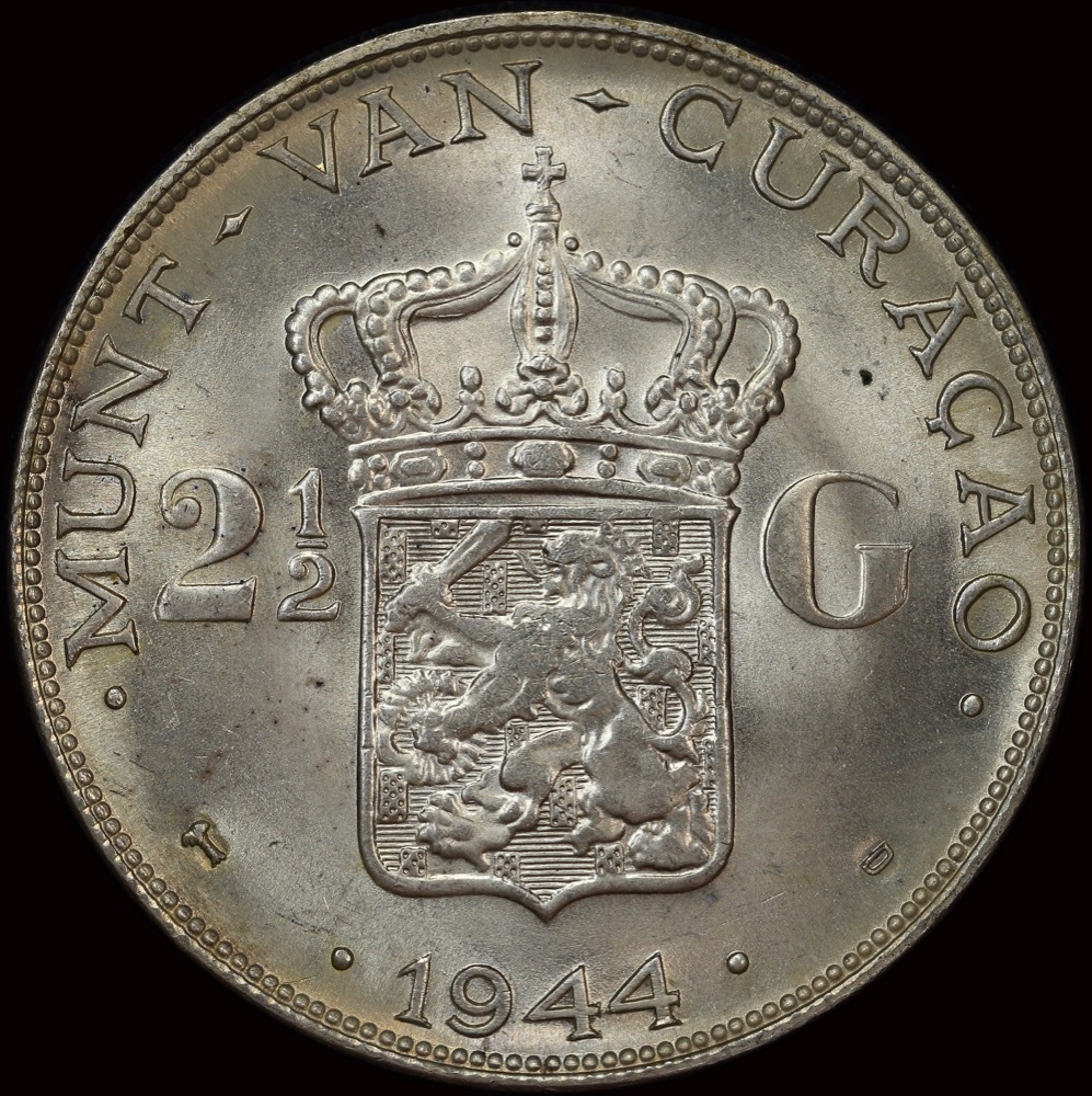 Curacao 1944 Silver 2 1/2 Guilder KM# 46 Choice Uncirculated product image