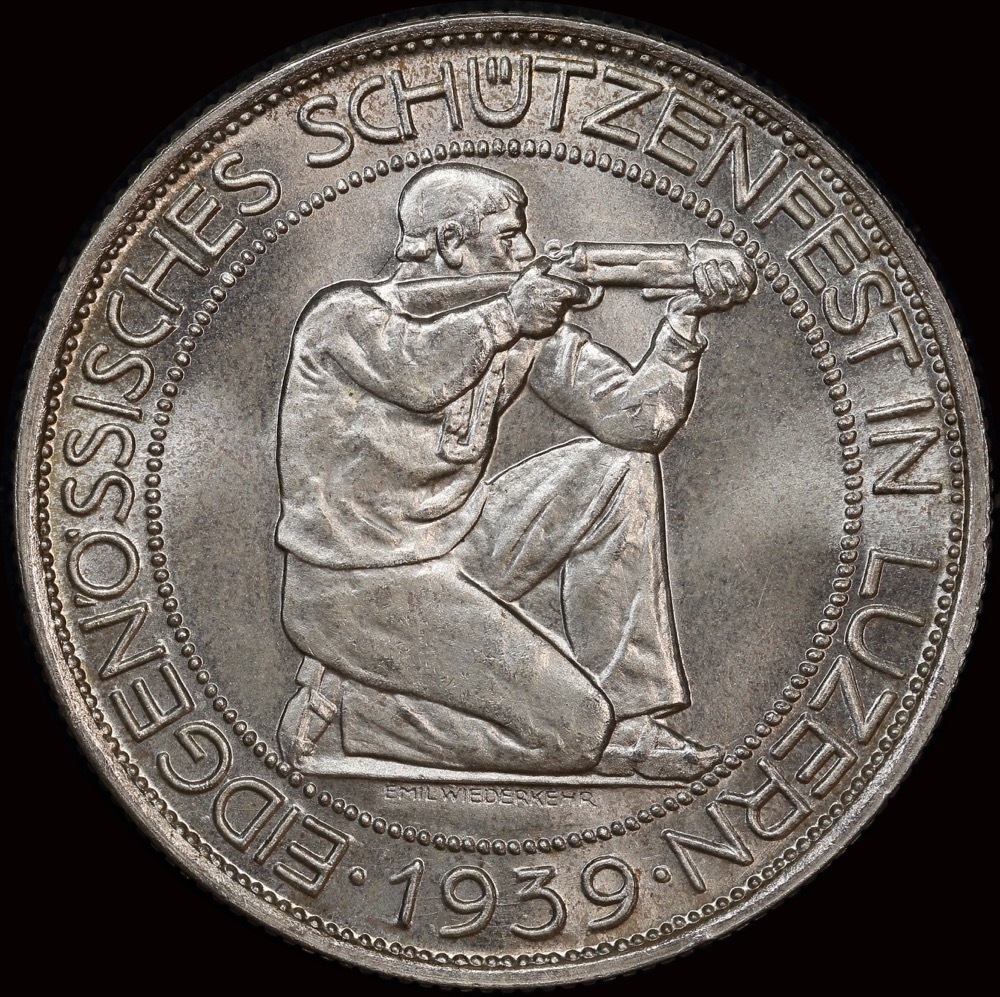 Switzerland 1939 Silver Shooting Thaler KM# S20 Choice Uncirculated product image