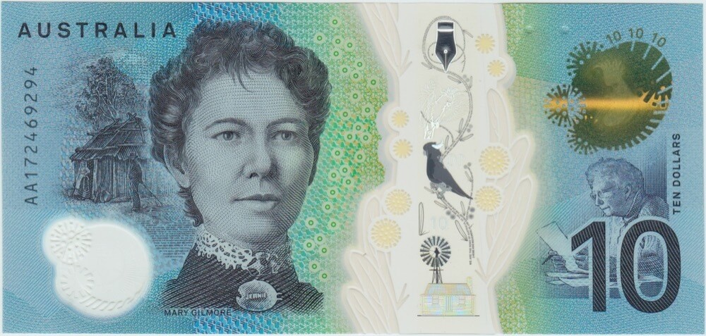 Australia 2017 $10 Note AA17 First Prefix Lowe / Fraser R#326F Uncirculated product image
