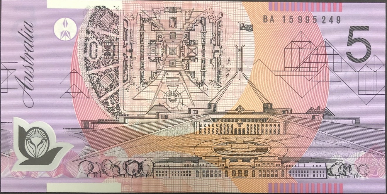 2015 $5 Note Stevens / Fraser BA15 First Prefix R223F Uncirculated product image