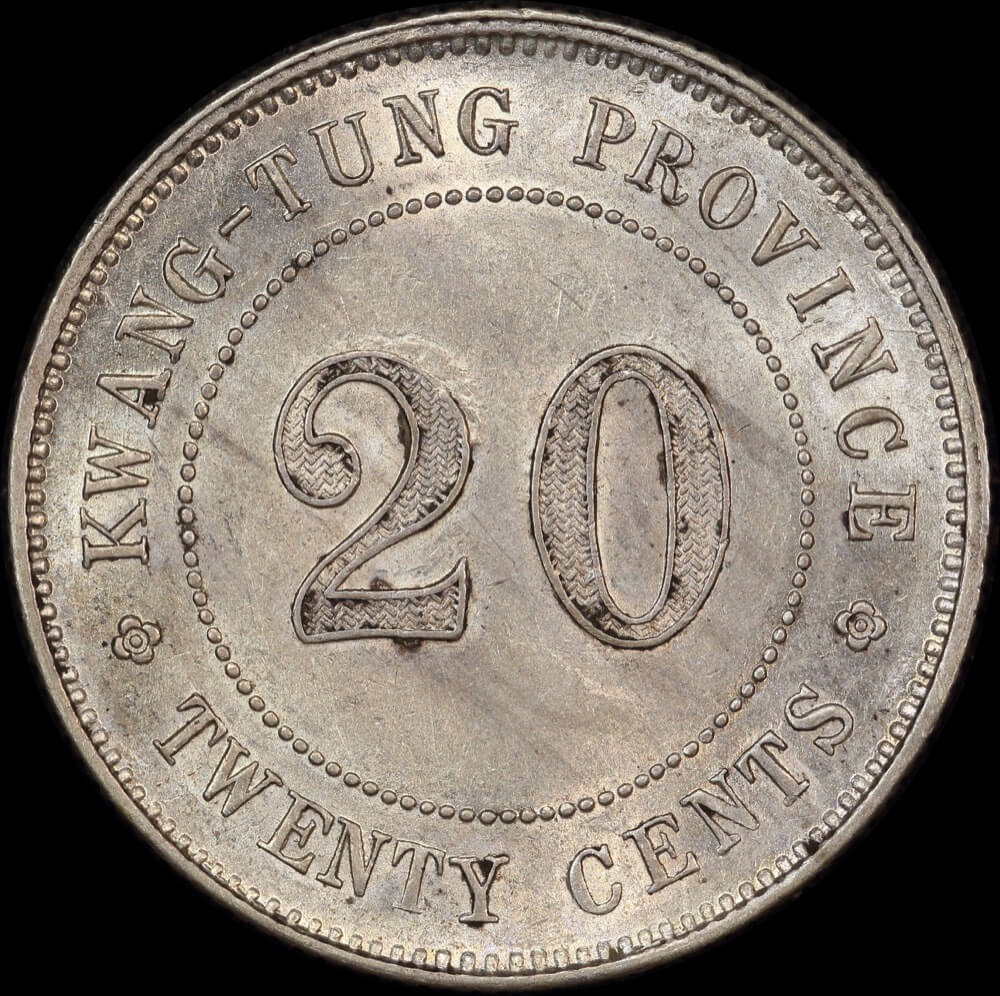 China (Kwangtung) 1920 (Yr 9) Silver 20 Cents Y# 423 Choice Uncirculated product image
