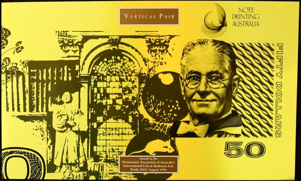 1994 Fifty Dollar Uncut Vertical Pair Red Serials product image
