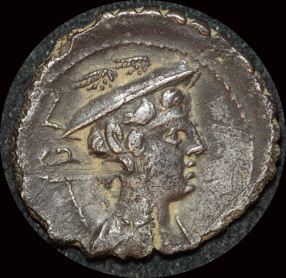 Ancient Rome (Republican) 82 BC C. Mamilius Limetanus Silver Denarius Serratus Mercury RRC 362/1 good VF product image