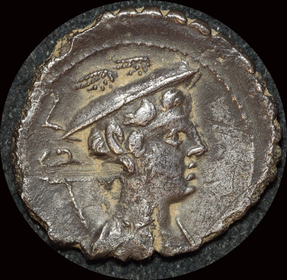Ancient Rome (Republican)  82 BC C. Mamilius Limetanus Silver Denarius Serratus Mercury  RRC 362/1 good VF product image