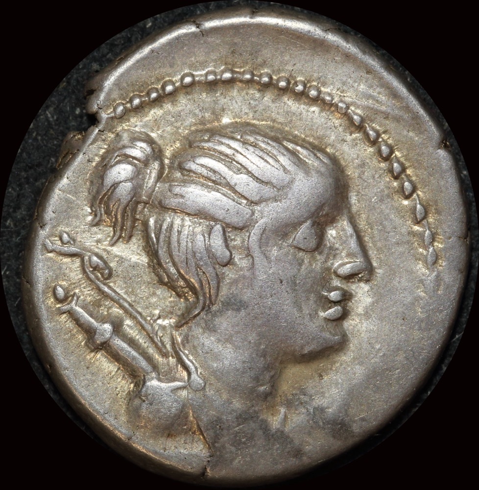 Ancient Rome (Republican) 74 BC C. Postumius Silver Denarius Hound RRC 394/1b good VF product image