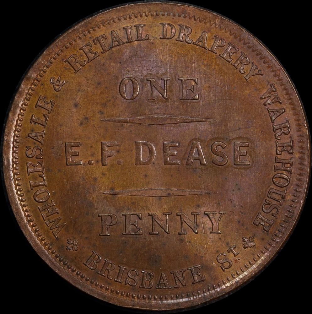 Dease, EF Copper Penny Token Undated A# 107 Choice Uncirculated product image