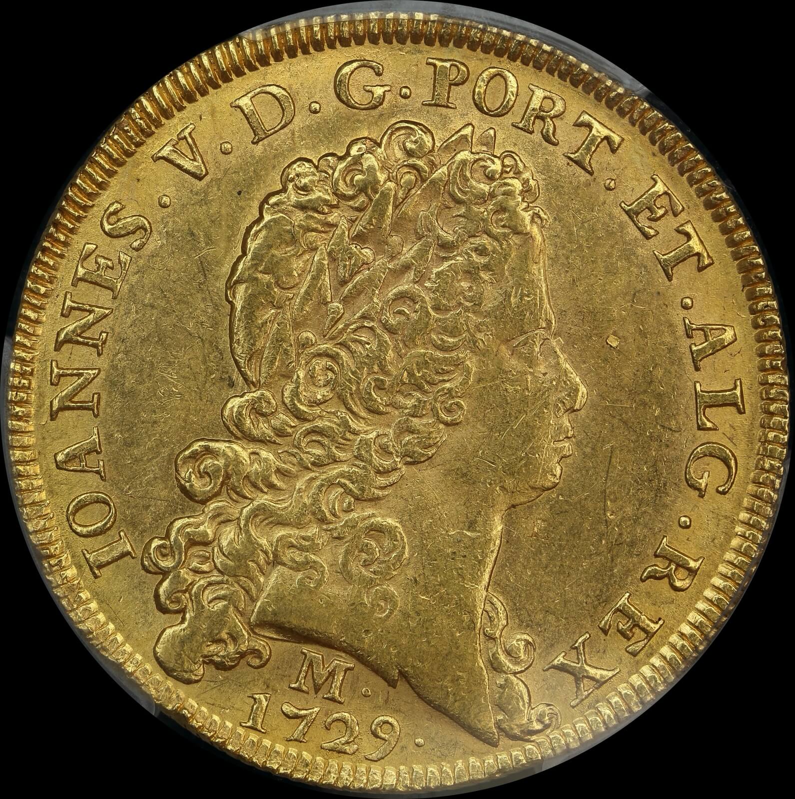 Brazil Gold 12,800 Reis (Johanna) 1729-M KM#139 PCGS MS61 product image