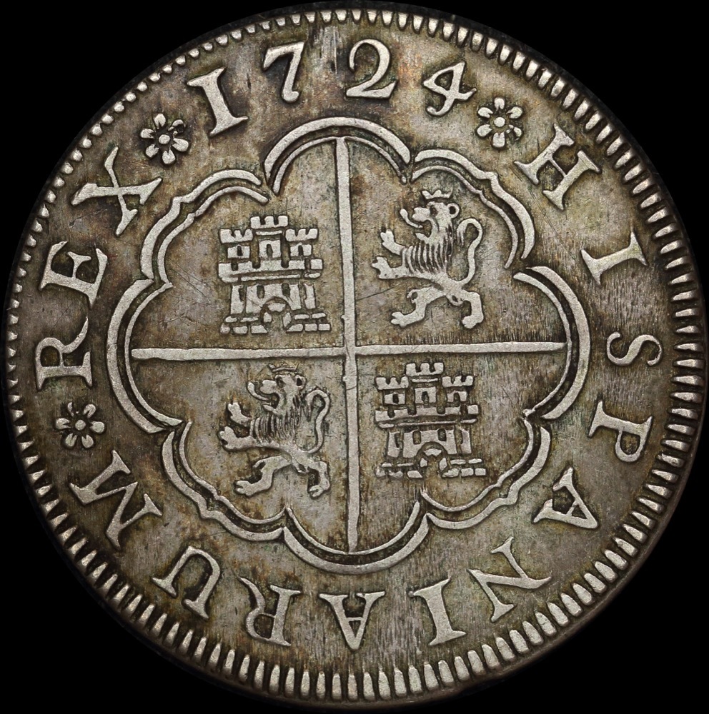 Spain 1724 Silver 2 Reales KM# 297 good VF product image
