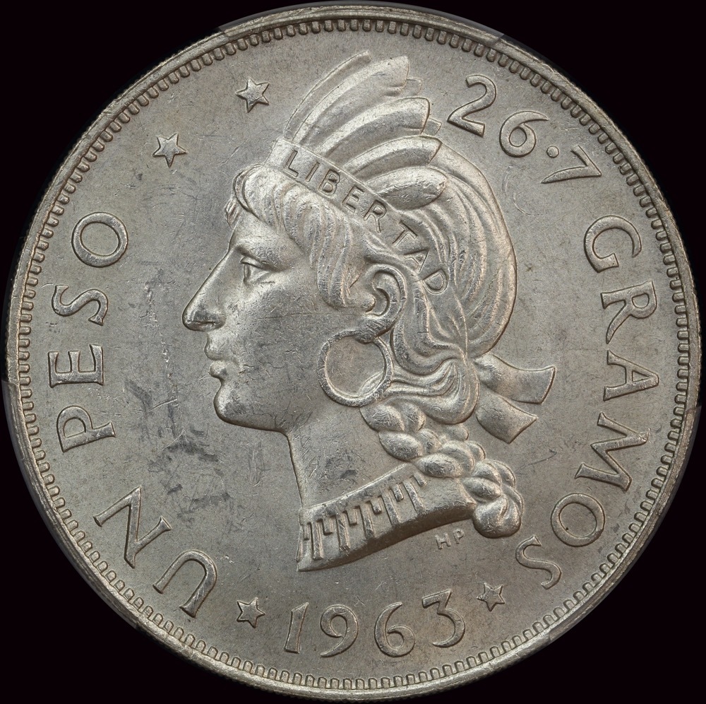 Dominican Republic 1963 Silver Peso KM# 30 PCGS MS64 product image