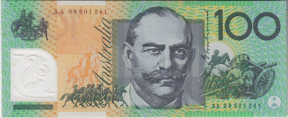 2008 $100 Note MacFarlane/Evans AA08 First Prefix R621aF Uncirculated product image