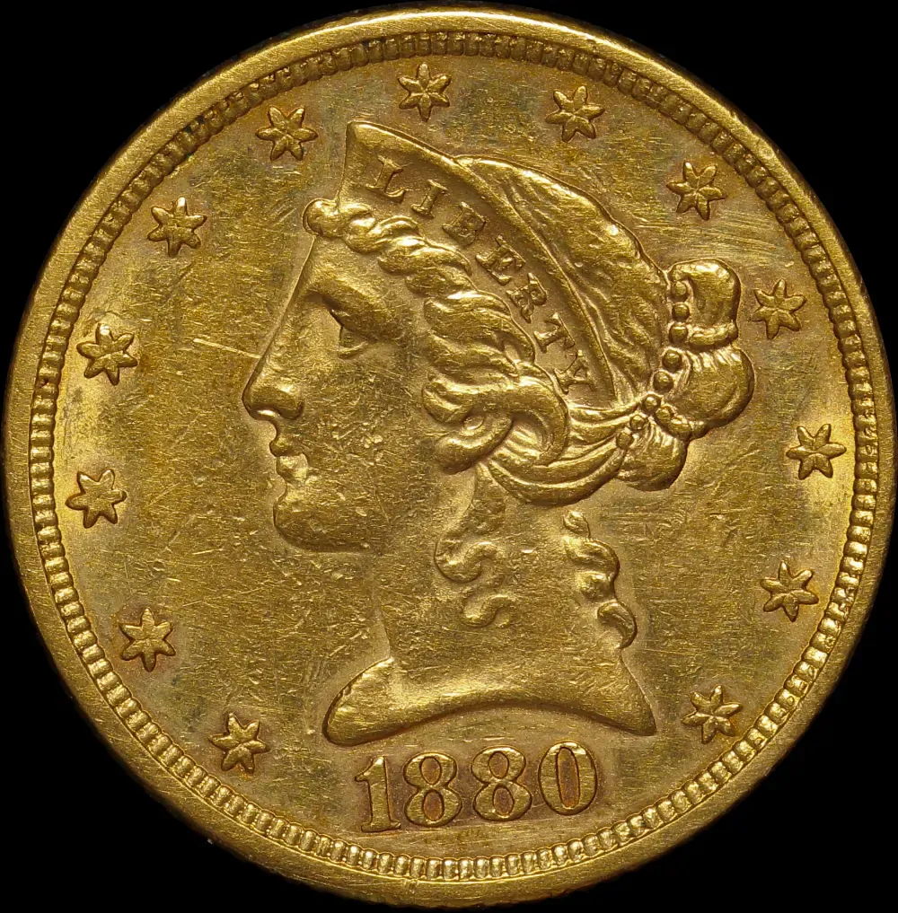 United States 1880 Gold 5 Dollar Half Eagle Extremely Fine product image