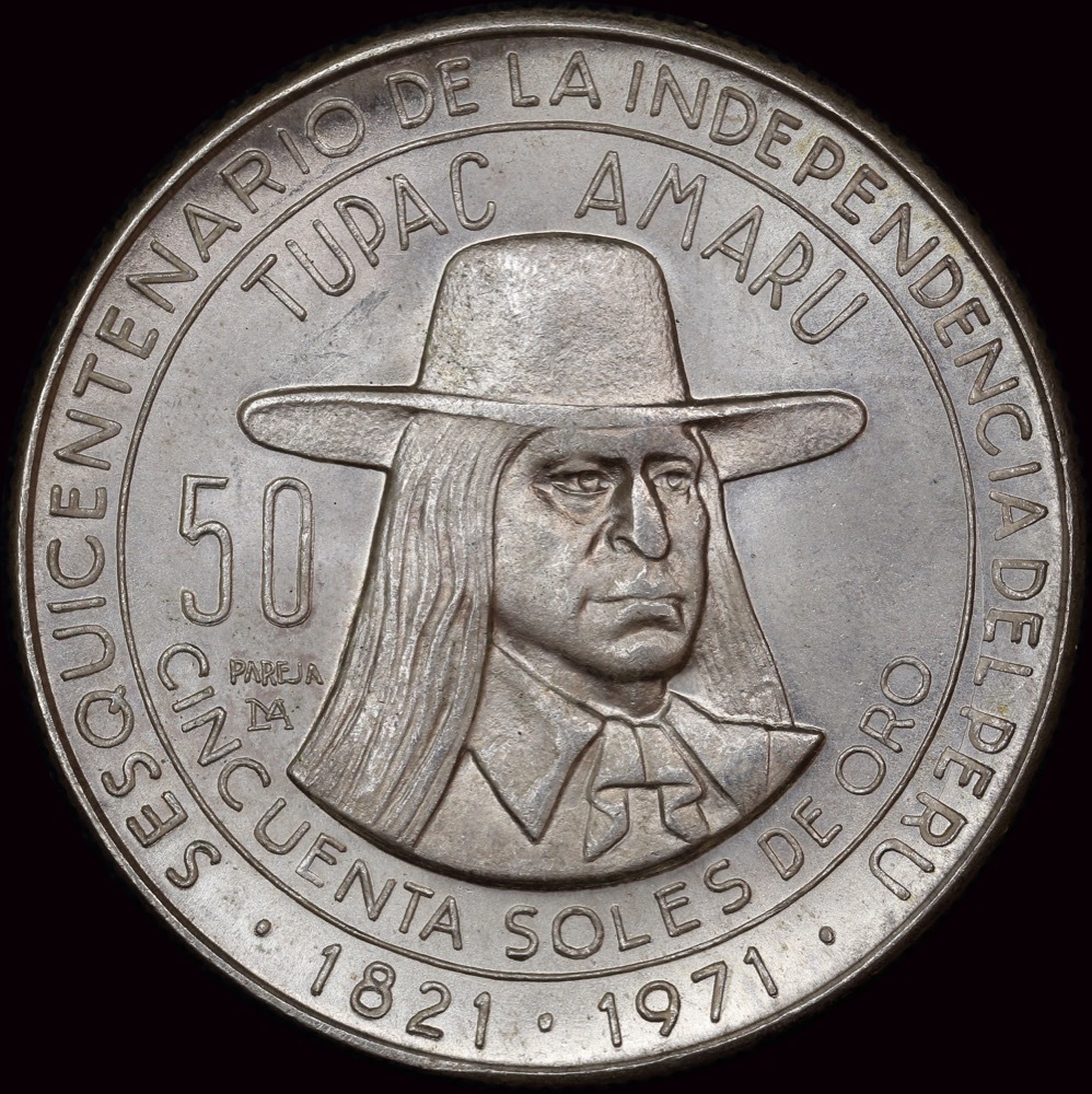 Peru 1971 Silver 50 Soles KM# 256 Choice Uncirculated product image