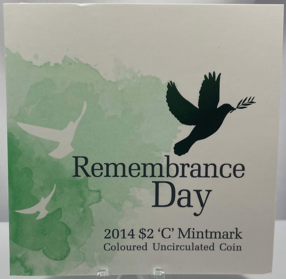 2014 $2 Remembrance Day Mintmark in Folder - Green Dove Uncirculated product image