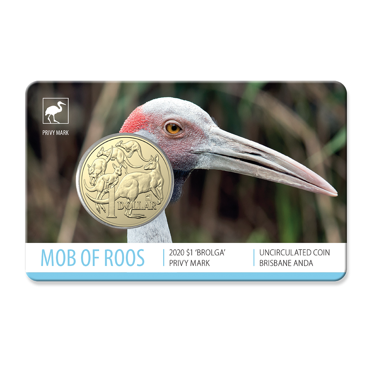 One Dollar Uncirculated In Card 2020 Brisbane Money Expo Brolga Privy Mark product image