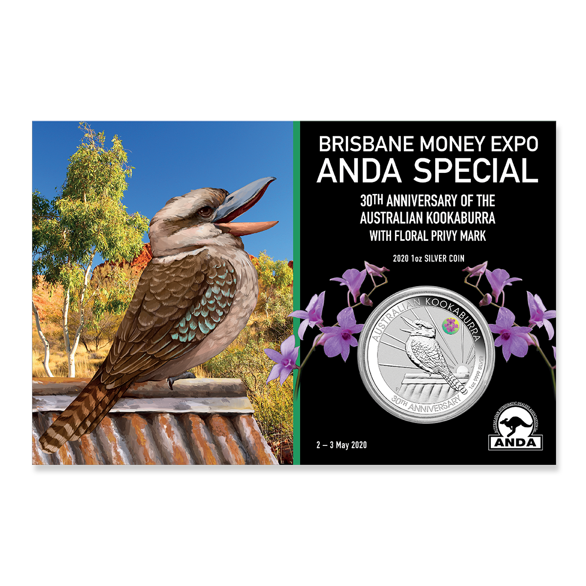 2020 Silver One Ounce Unc Privy Mark Cooktown Orchid Brisbane Money Expo Special product image