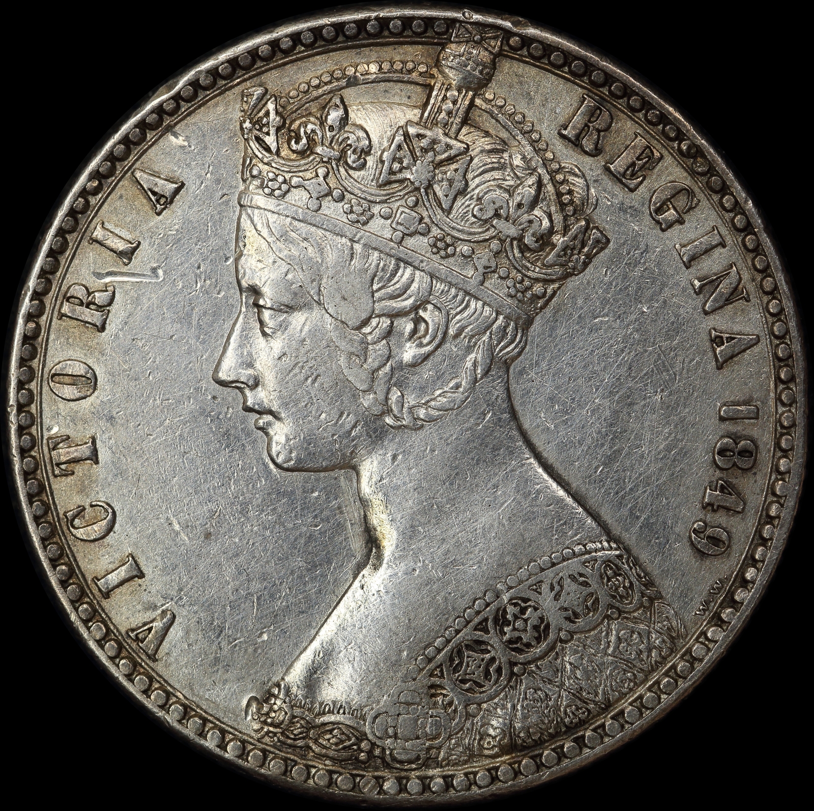 1849 Silver Godless Florin Victoria S#3890 good VF product image