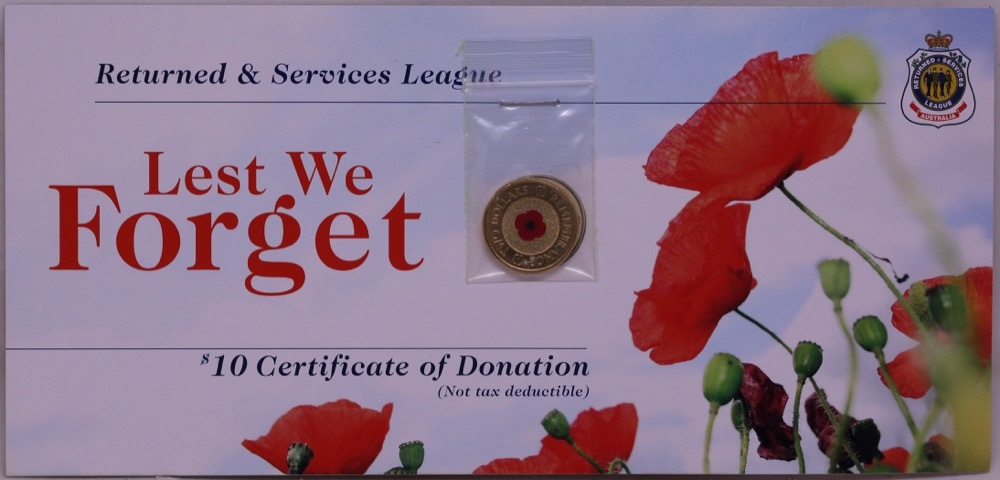 2012 $2 Coin Remembrance Day - Red Poppy on RSL Card Uncirculated product image