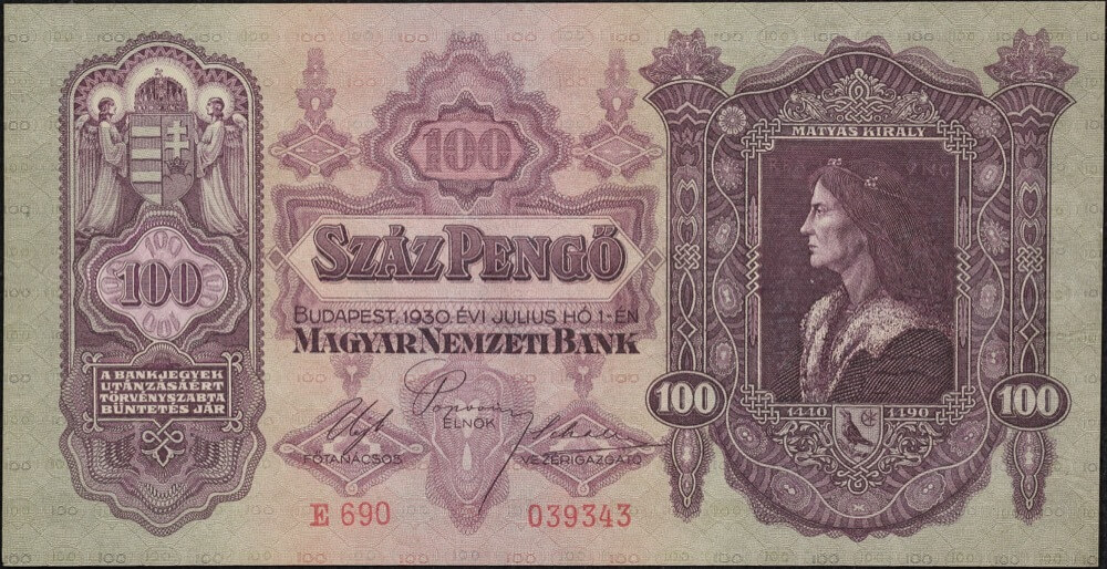 Hungary 1930 100 Pengo P# 98 Uncirculated product image