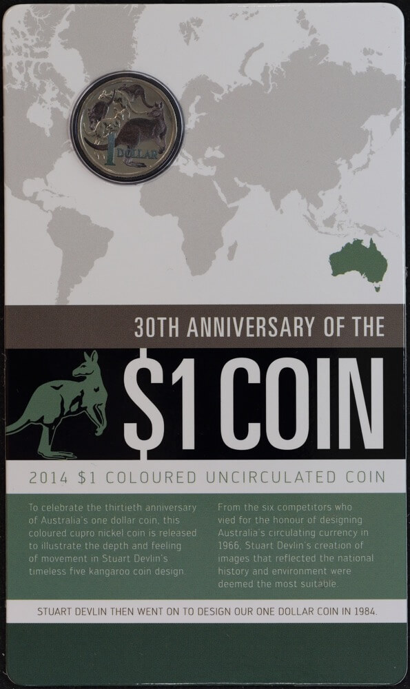 2014 $1 Coloured Copper Nickel Uncirculated Coin 30th Anniversary product image