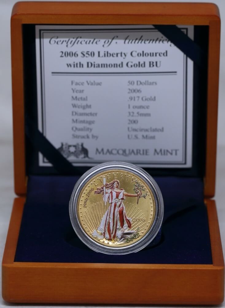 United States of America 2006 Gold 50 Dollars Liberty - Coloured With Diamond product image