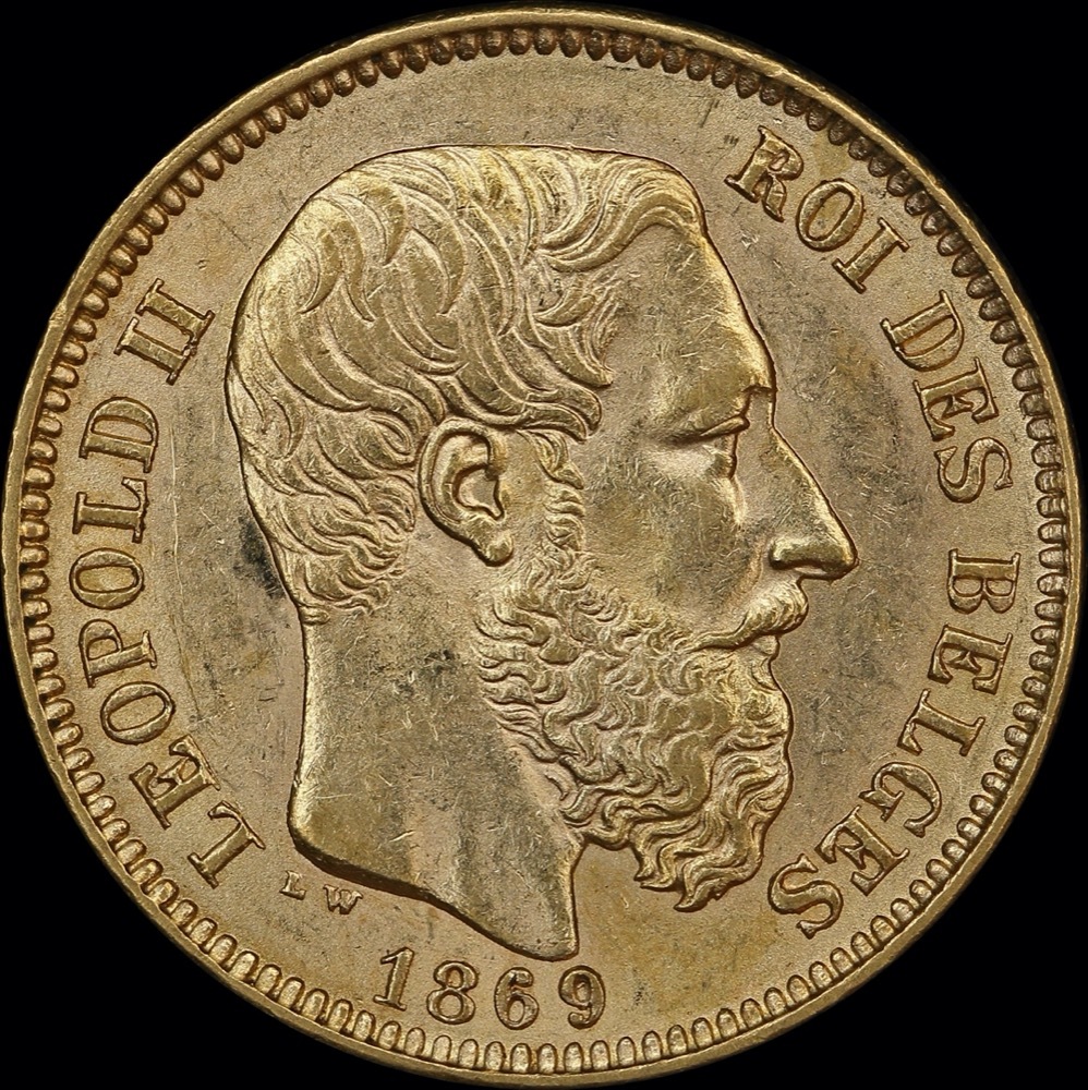 Belgium 1869 Gold 20 Francs KM#32 Uncirculated product image