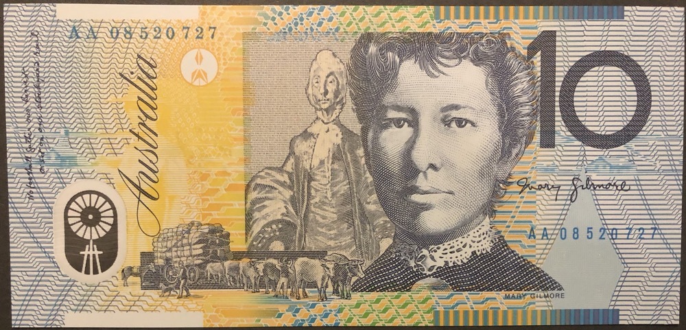 2008 $10 Note Stevens/Henry AA08 First Prefix 321bF Uncirculated product image