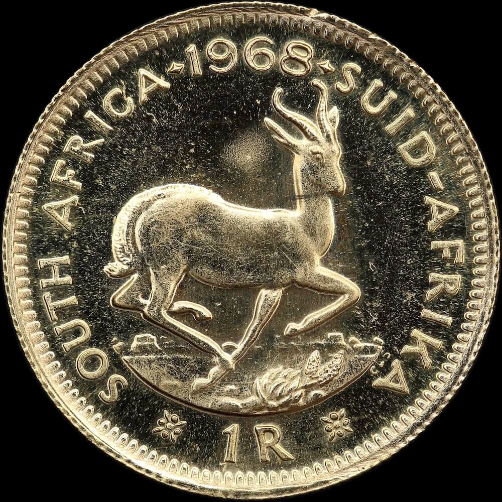South Africa 1968 Gold Proof 1 Rand KM# 63 FDC product image