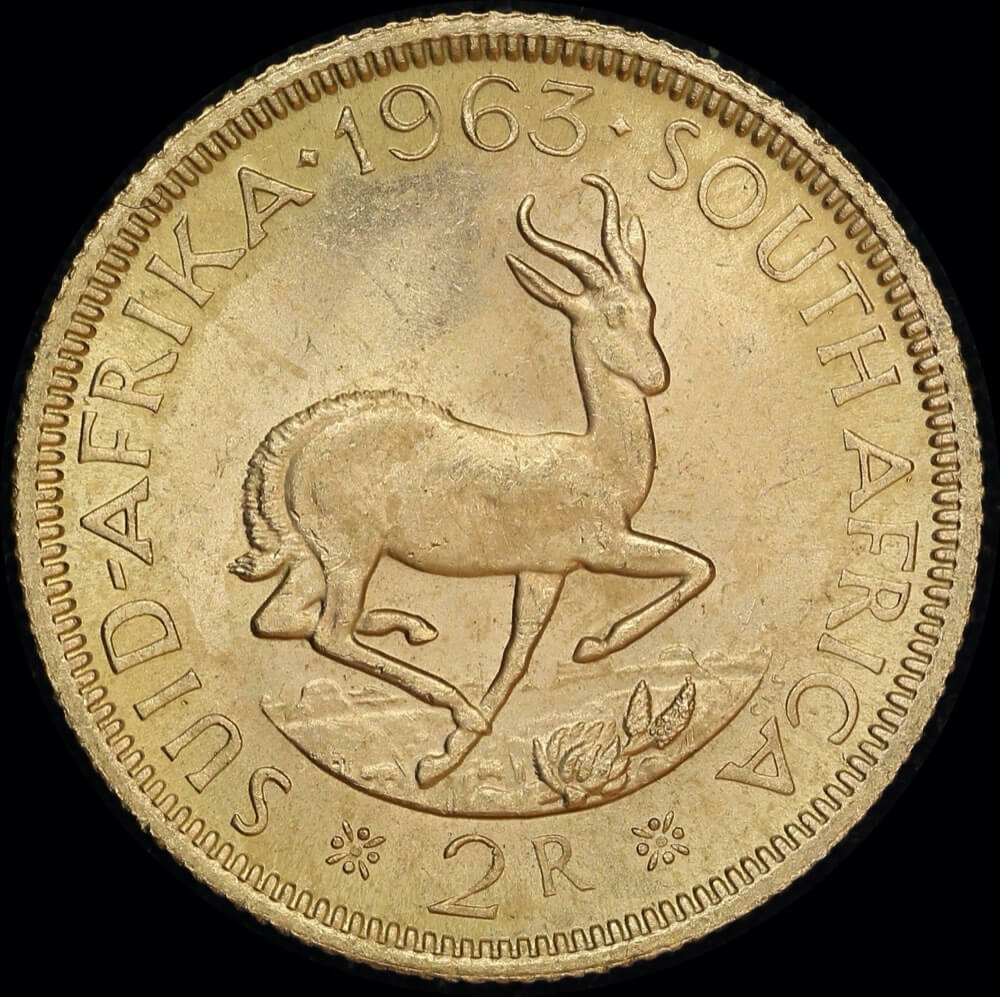South Africa 1963 Gold 2 Rand KM# 64 Uncirculated product image