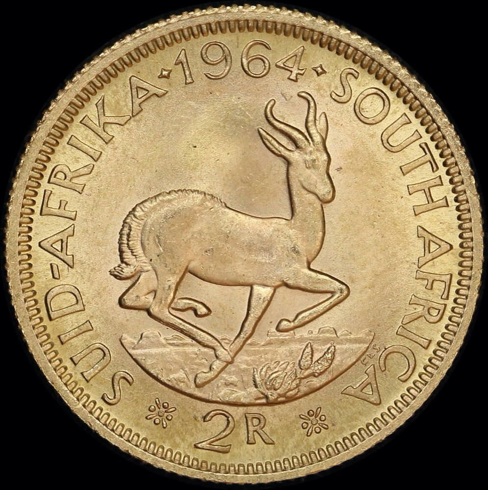 South Africa 1964 Gold 2 Rand KM# 64 Uncirculated product image
