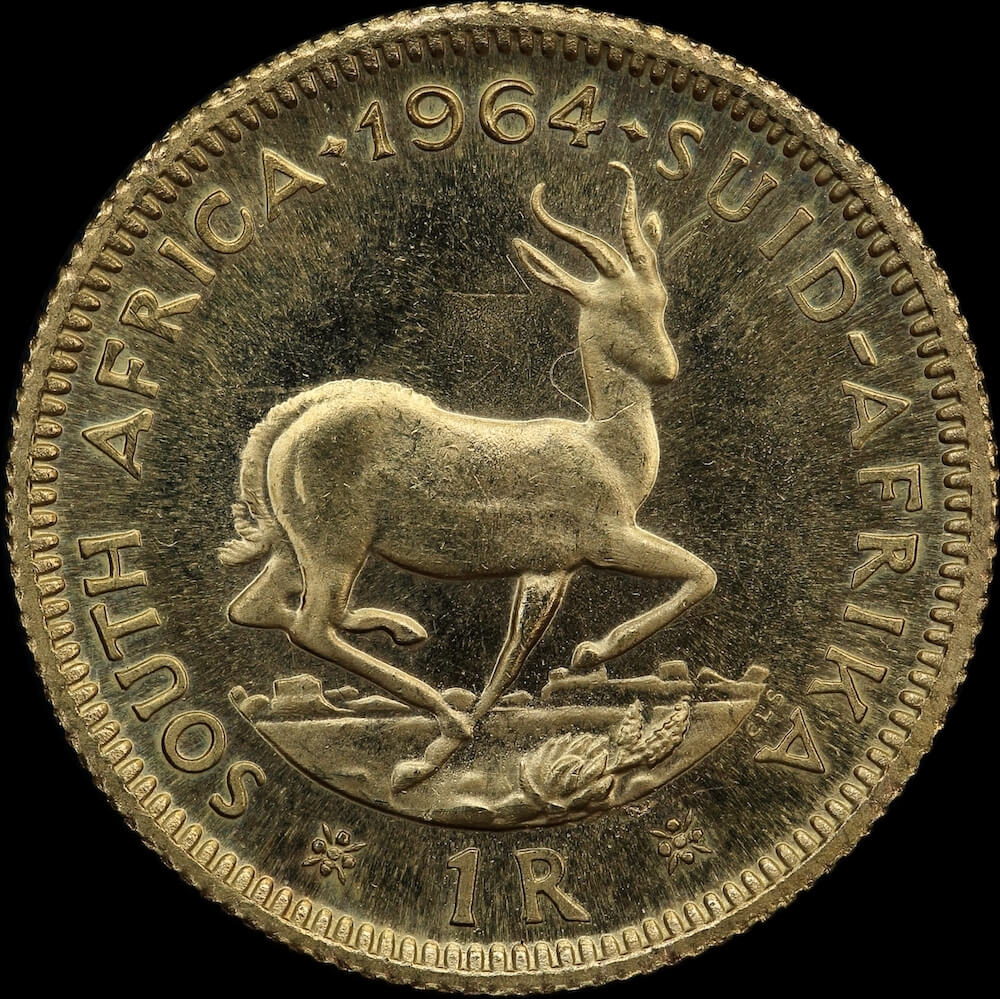 South Africa 1964 Gold 1 Rand KM# 63 Uncirculated product image
