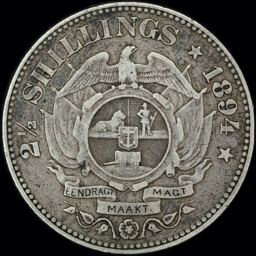 South Africa 1894 Silver Half Crown KM# 7 about VF product image