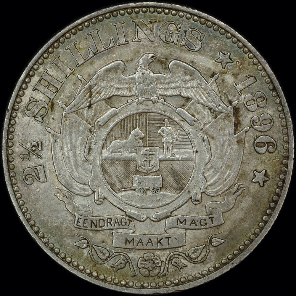 South Africa 1896 Silver Half Crown KM# 7 good EF product image