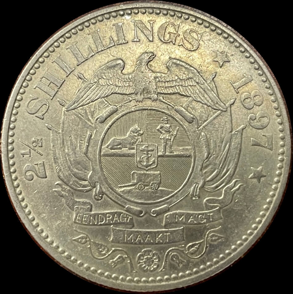South Africa 1897 Silver Half Crown KM# 7 good EF product image