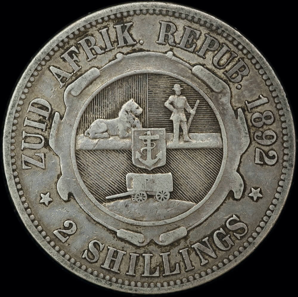 South Africa 1892 Silver 2 Shillings KM# 6 Fine product image