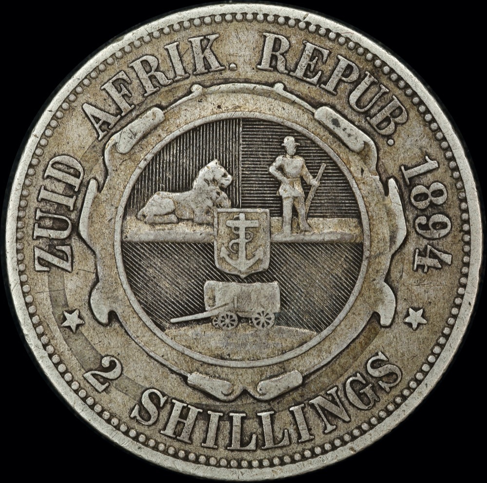 South Africa 1894 Silver 2 Shillings KM# 6 Fine product image