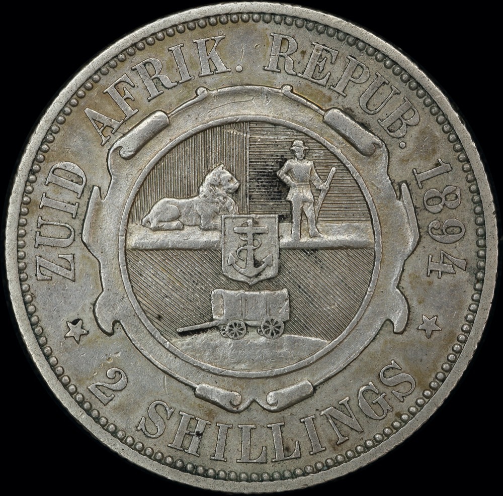 South Africa 1894 Silver 2 Shillings KM# 6 Very Fine product image