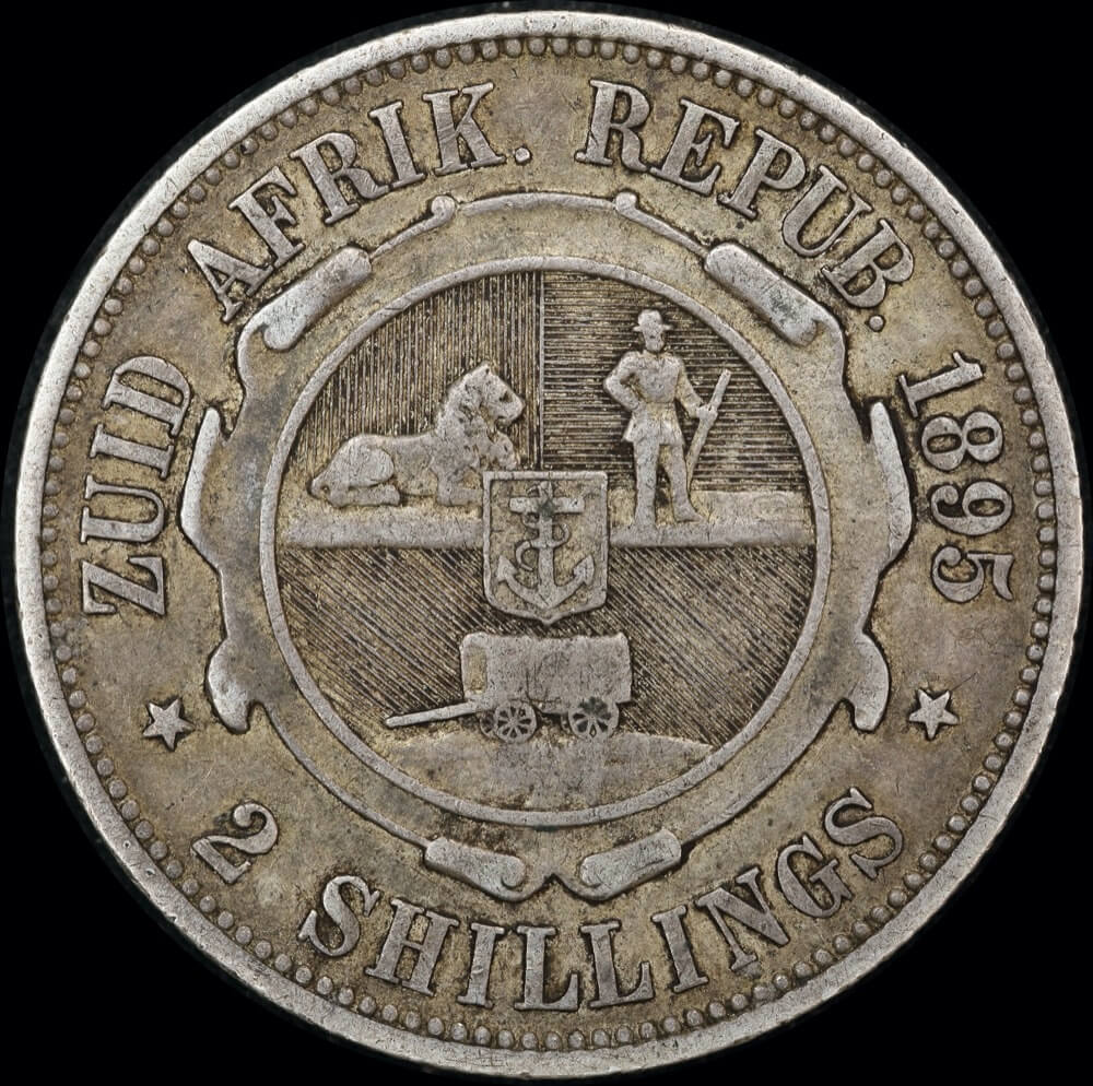 South Africa 1895 Silver 2 Shillings KM# 6 about VF product image
