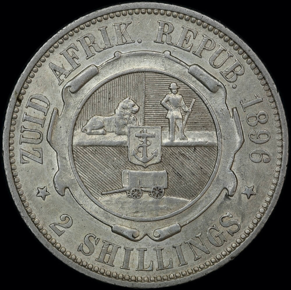 South Africa 1896 Silver 2 Shillings KM# 6 good EF product image