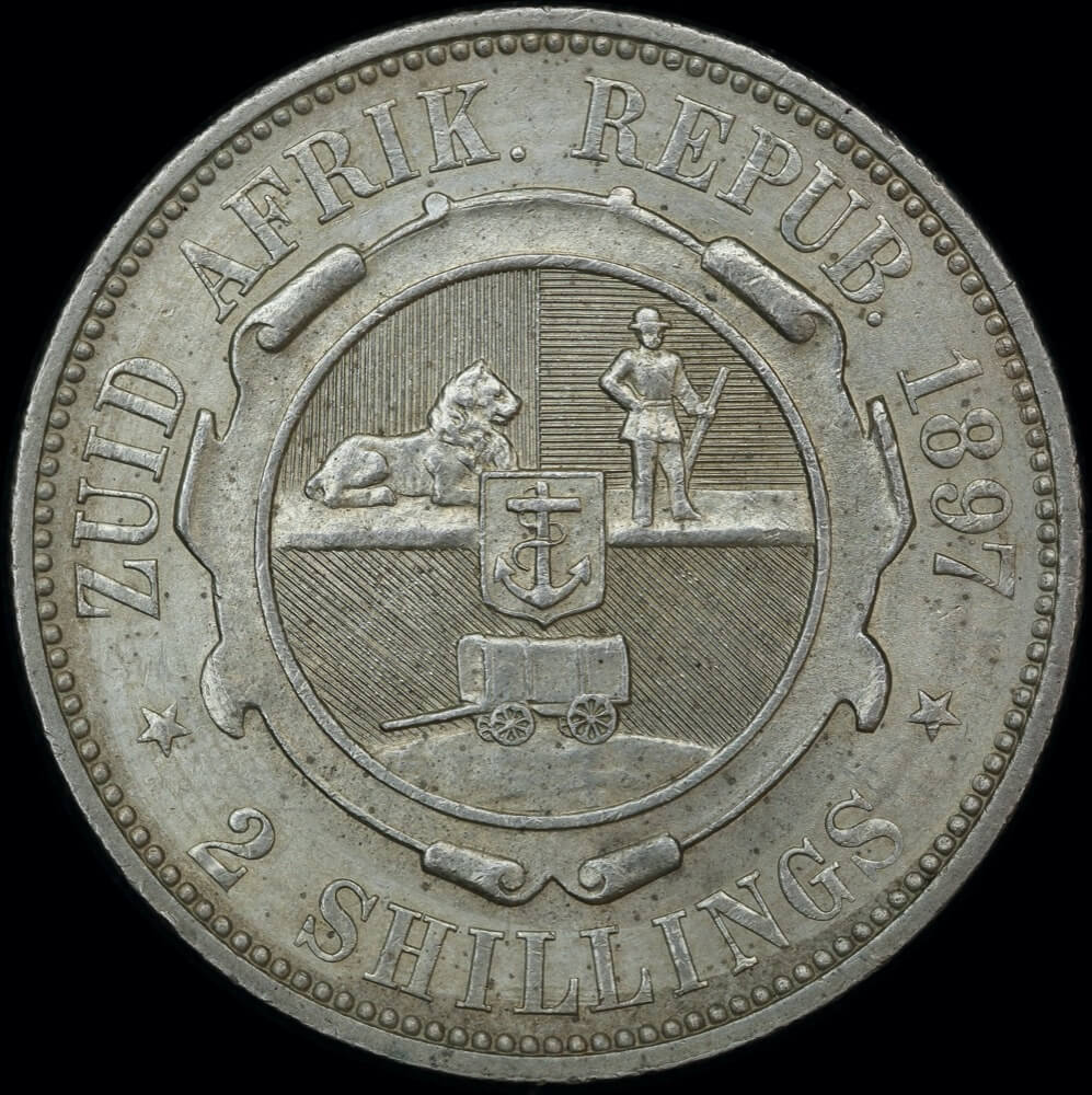 South Africa 1897 Silver 2 Shillings KM# 6 good EF product image